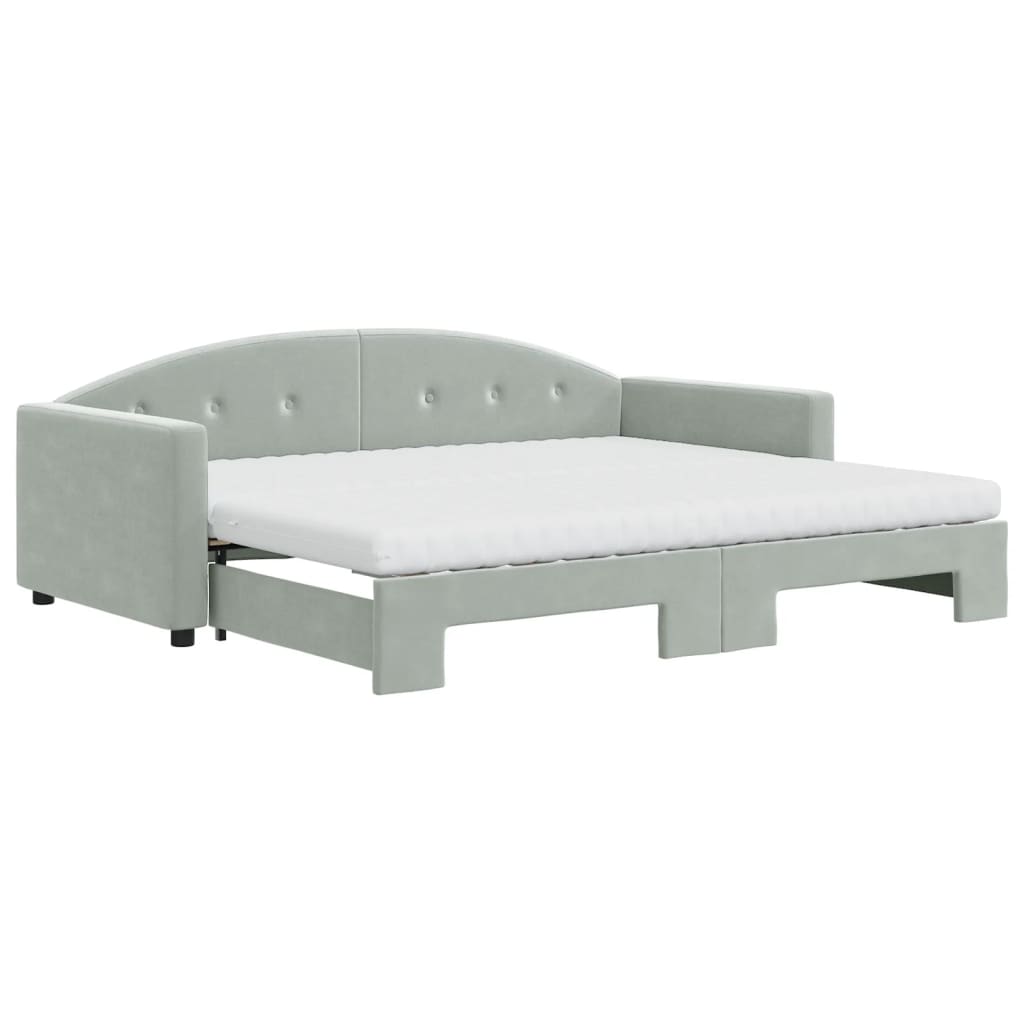 Divano Letto Estraibile Materassi Grigio Chiaro 90x190 Velluto