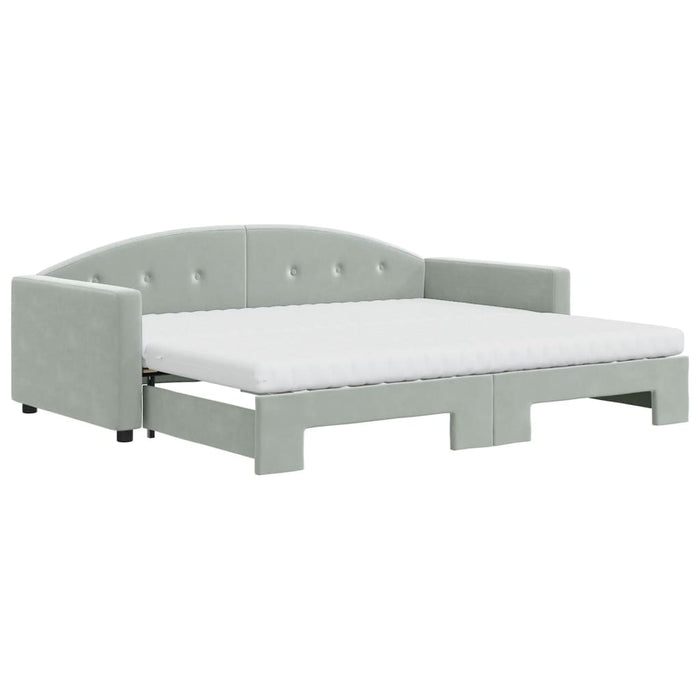 Divano Letto Estraibile Materassi Grigio Chiaro 90x190 Velluto