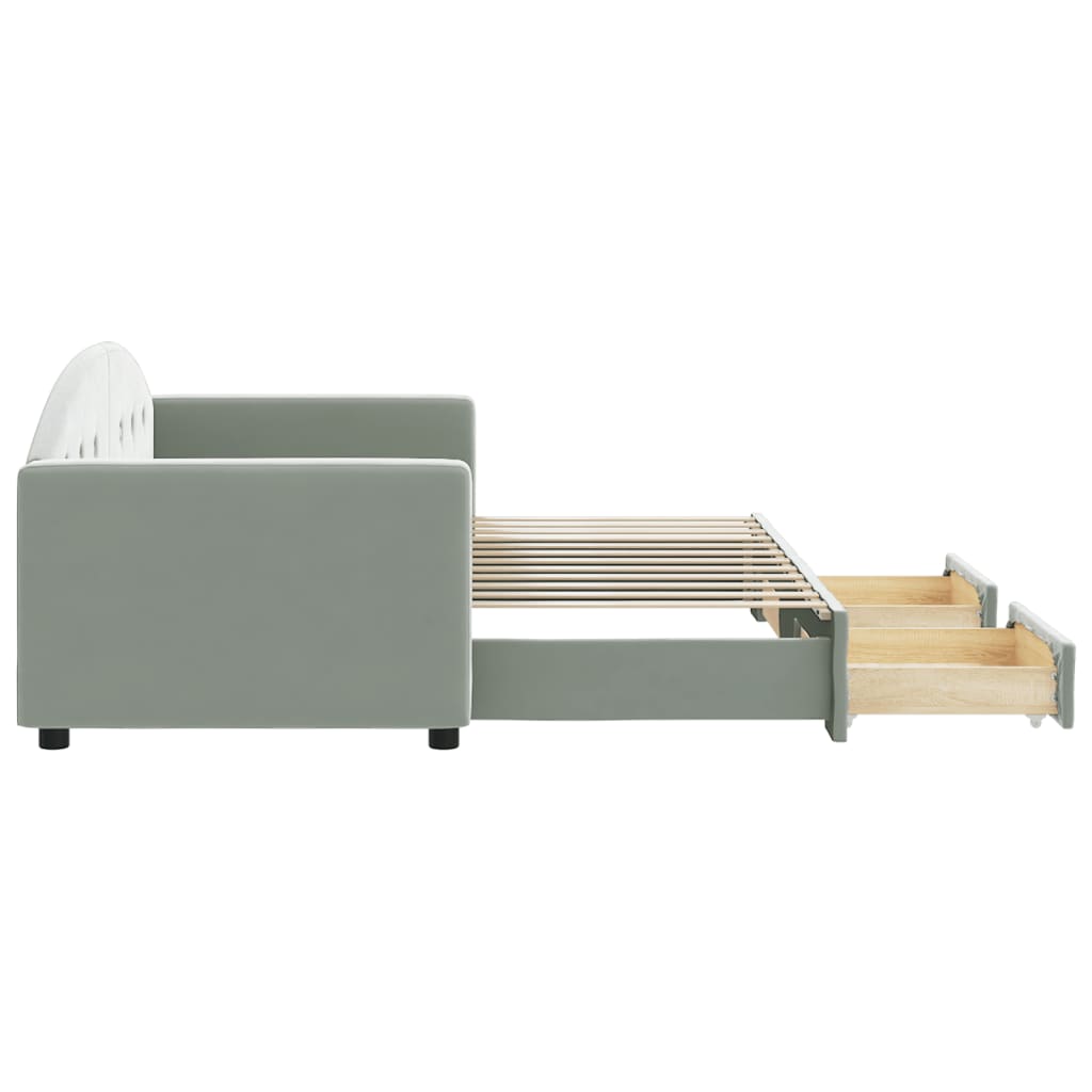 Divano Letto Estraibile Cassetti Grigio Chiaro 80x200cm Velluto 3197342