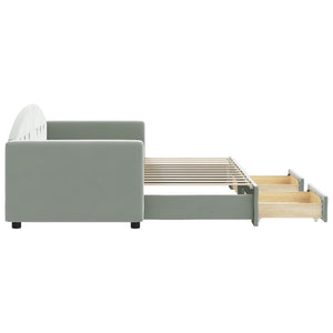 Divano Letto Estraibile Cassetti Grigio Chiaro 80x200cm Velluto 3197342