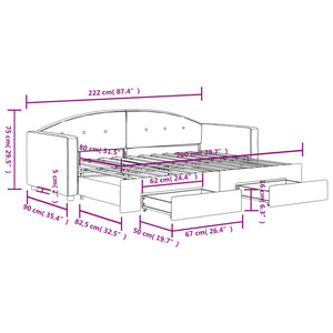 vidaXL Divano Letto Estraibile Cassetti Grigio Chiaro 80x200cm Velluto