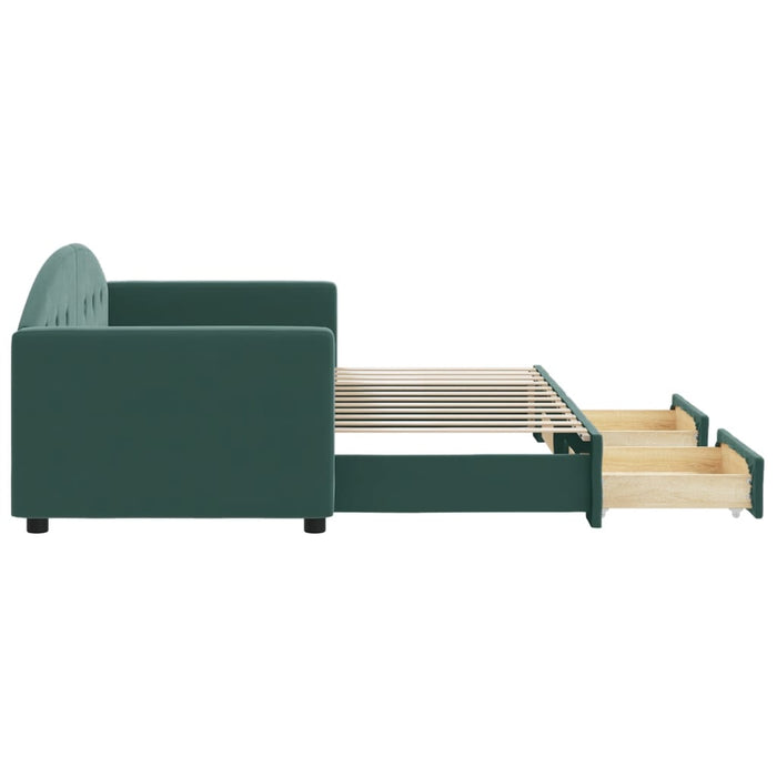 Divano Letto Estraibile Cassetti Verde Scuro 80x200cm Velluto