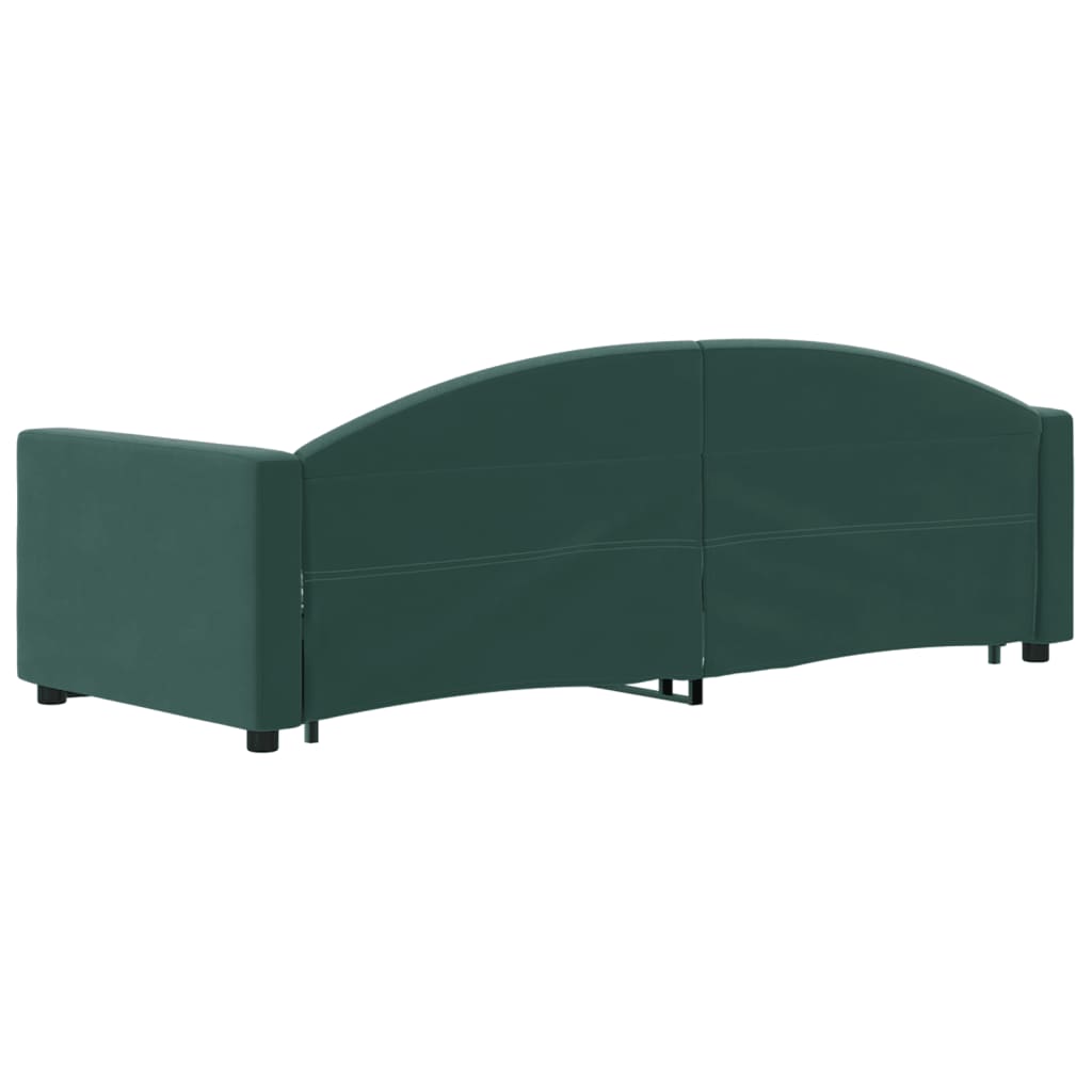 Divano Letto Estraibile Cassetti Verde Scuro 80x200cm Velluto