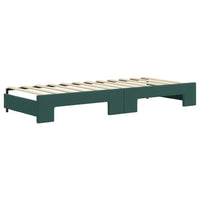 Divano Letto Estraibile Cassetti Verde Scuro 80x200cm Velluto