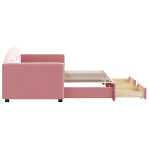 Divano Letto Estraibile con Cassetti Rosa 80x200 cm Velluto