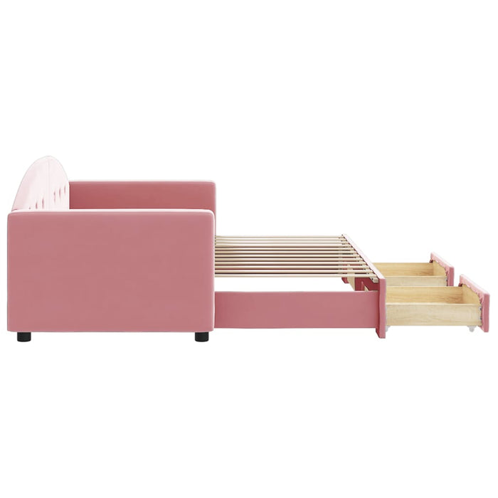 Divano Letto Estraibile con Cassetti Rosa 80x200 cm Velluto