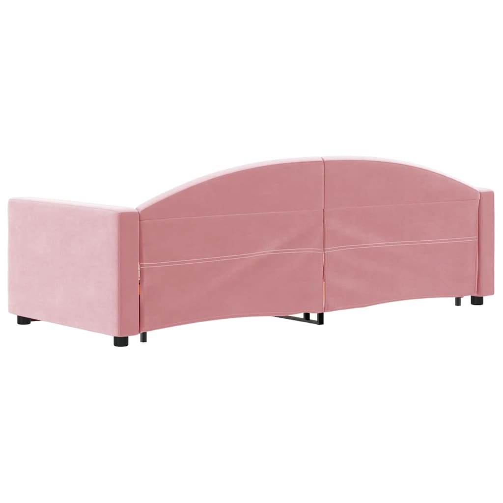 Divano Letto Estraibile con Cassetti Rosa 80x200 cm Velluto