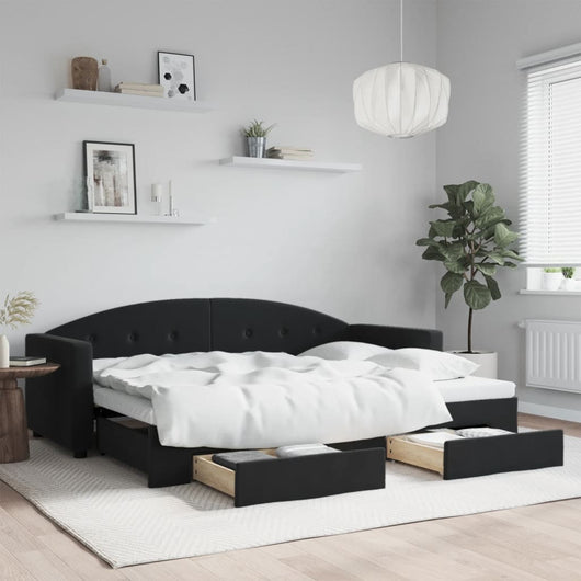 Divano Letto Estraibile con Cassetti Nero 80x200 cm in Vellutocod mxl 130627