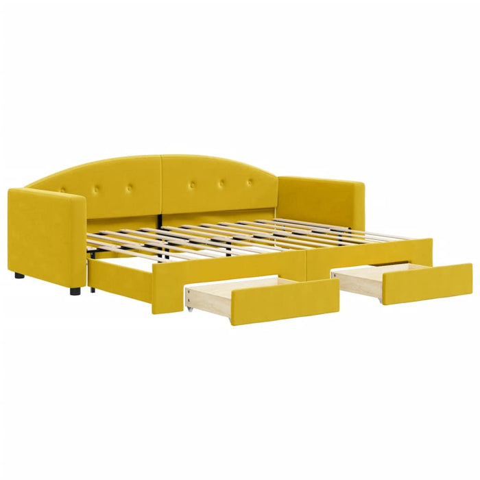 Divano Letto Estraibile con Cassetti Giallo 80x200cm in Velluto 3197347
