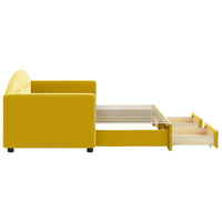 Divano Letto Estraibile con Cassetti Giallo 80x200cm in Velluto 3197347
