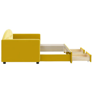Divano Letto Estraibile con Cassetti Giallo 80x200cm in Velluto 3197347