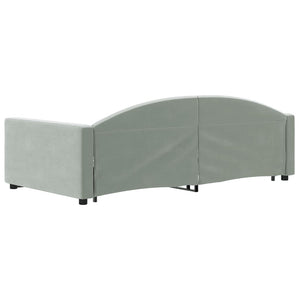 Divano Letto Estraibile Cassetti Grigio Chiaro 90x200cm Velluto 3197349