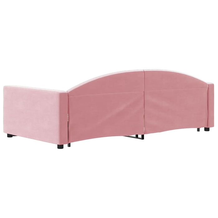 Divano Letto Estraibile con Cassetti Rosa 90x200 cm Velluto