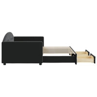 Divano Letto Estraibile con Cassetti Nero 90x200 cm in Velluto 3197353