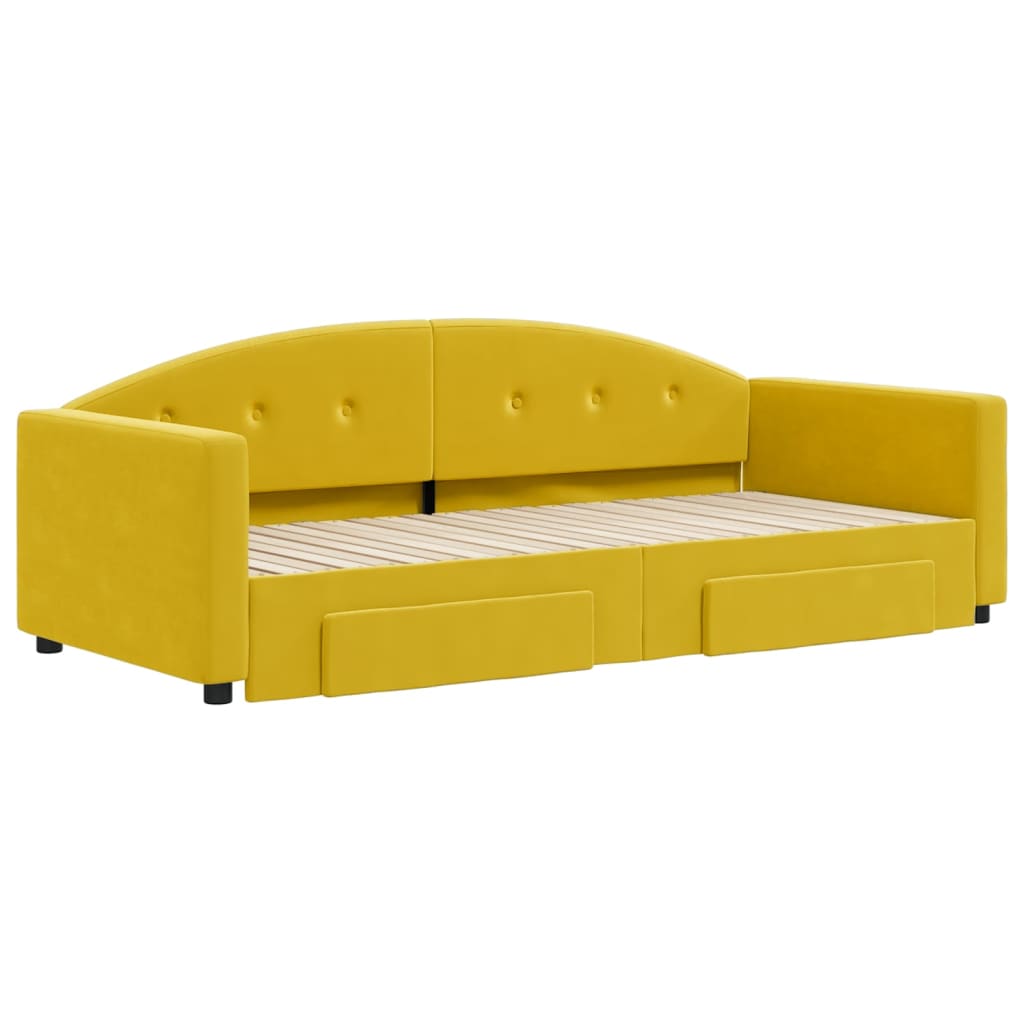 vidaXL Divano Letto Estraibile con Cassetti Giallo 90x200cm in Velluto