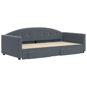 Divano Letto Estraibile Cassetti Grigio Scuro 100x200cm Velluto 3197357