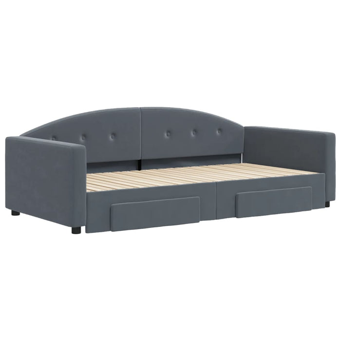Divano Letto Estraibile Cassetti Grigio Scuro 100x200cm Velluto 3197357