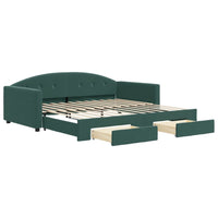 Divano Letto Estraibile Cassetti Verde Scuro 100x200cm Velluto 3197358
