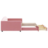 Divano Letto Estraibile con Cassetti Rosa 100x200 cm Velluto 3197359