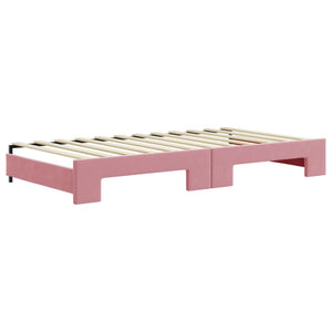 Divano Letto Estraibile con Cassetti Rosa 100x200 cm Velluto