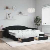 Divano Letto Estraibile con Cassetti Nero 100x200 cm in Vellutocod mxl 106672