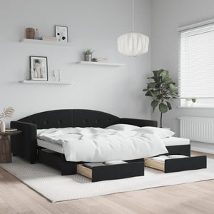 Divano Letto Estraibile con Cassetti Nero 100x200 cm in Vellutocod mxl 106672