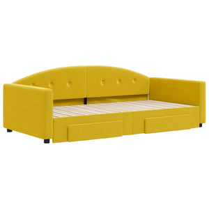 vidaXL Divano Letto Estraibile con Cassetti Giallo 100x200cm Velluto