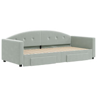 Divano Letto Estraibile Cassetti Grigio Chiaro 90x190cm Velluto