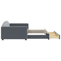 Divano Letto Estraibile Cassetti Grigio Scuro 90x190cm Velluto 3197363