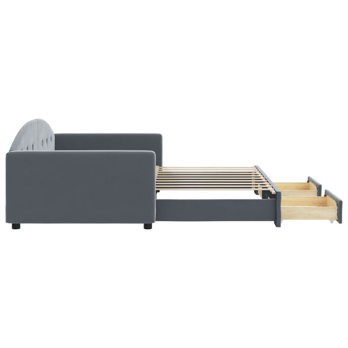 Divano Letto Estraibile Cassetti Grigio Scuro 90x190cm Velluto 3197363