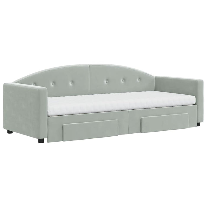 Divano Letto Estraibile Cassetti Grigio Chiaro 80x200cm Velluto 3197366