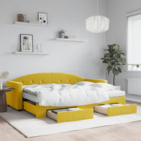 Divano Letto Estraibile con Cassetti Giallo 80x200cm in Velluto 3197371