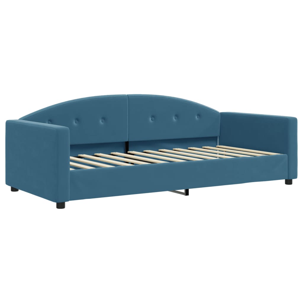 Divano Letto Estraibile con Cassetti Blu 90x200 cm in Velluto 3197372