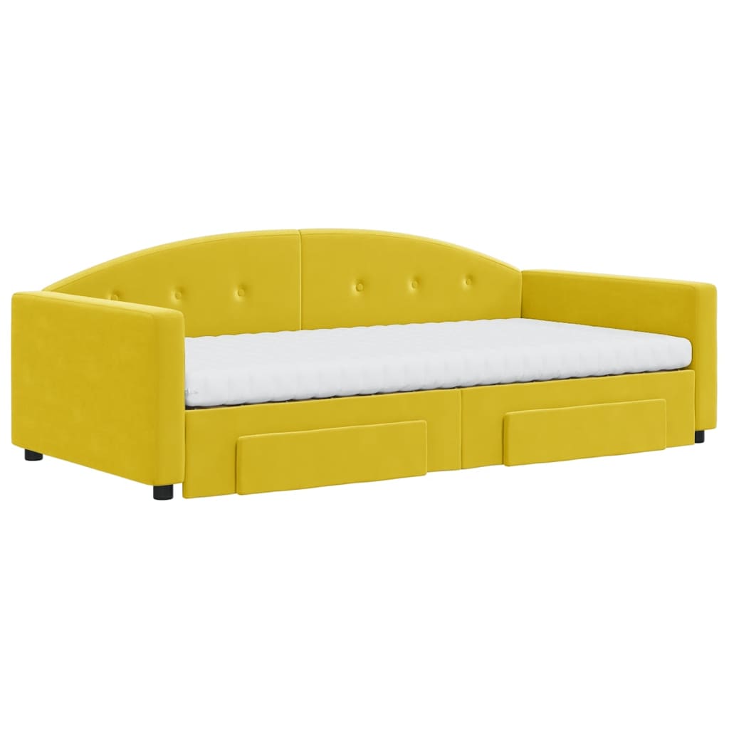 Divano Letto Estraibile con Cassetti Giallo 100x200cm Velluto 3197385