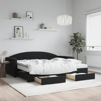 Divano Letto Estraibile con Cassetti Nero 90x190 cm in Vellutocod mxl 106654