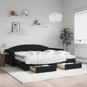 Divano Letto Estraibile con Cassetti Nero 90x190 cm in Vellutocod mxl 106654