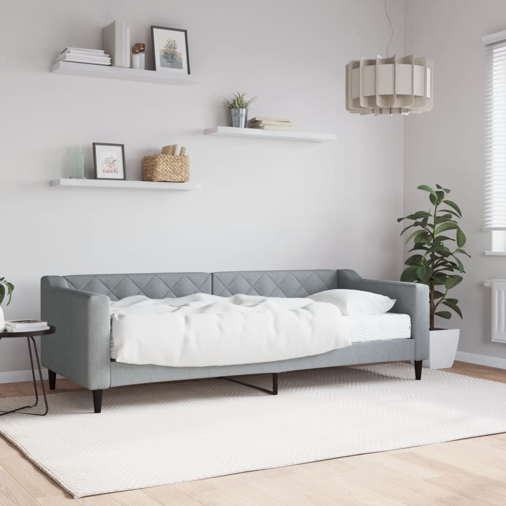 Divano Letto con Materasso-Sofa Letto-Daybed Grigio Chiaro 80x200 cm in Tessuto 146896
