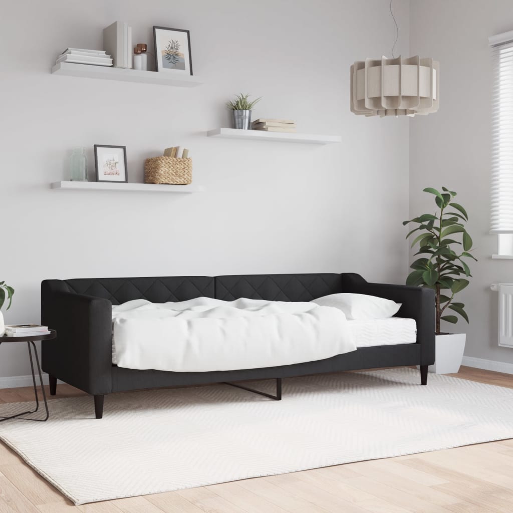Divano Letto con Materasso-Sofa Letto-Daybed Nero 80x200 cm in Tessuto 469143