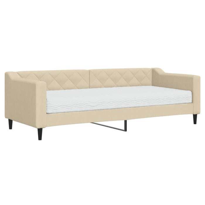 Divano Letto con Materasso-Sofa Letto-Daybed Crema 80x200 cm in Tessuto 597359