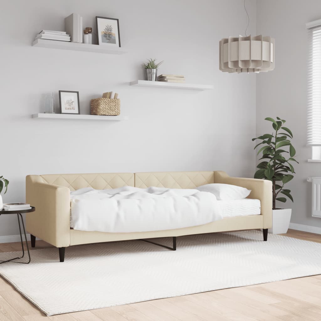 Divano Letto con Materasso-Sofa Letto-Daybed Crema 80x200 cm in Tessuto 597359