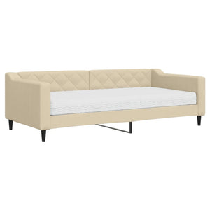 Divano Letto con Materasso-Sofa Letto-Daybed Crema 90x200 cm in Tessuto 607641