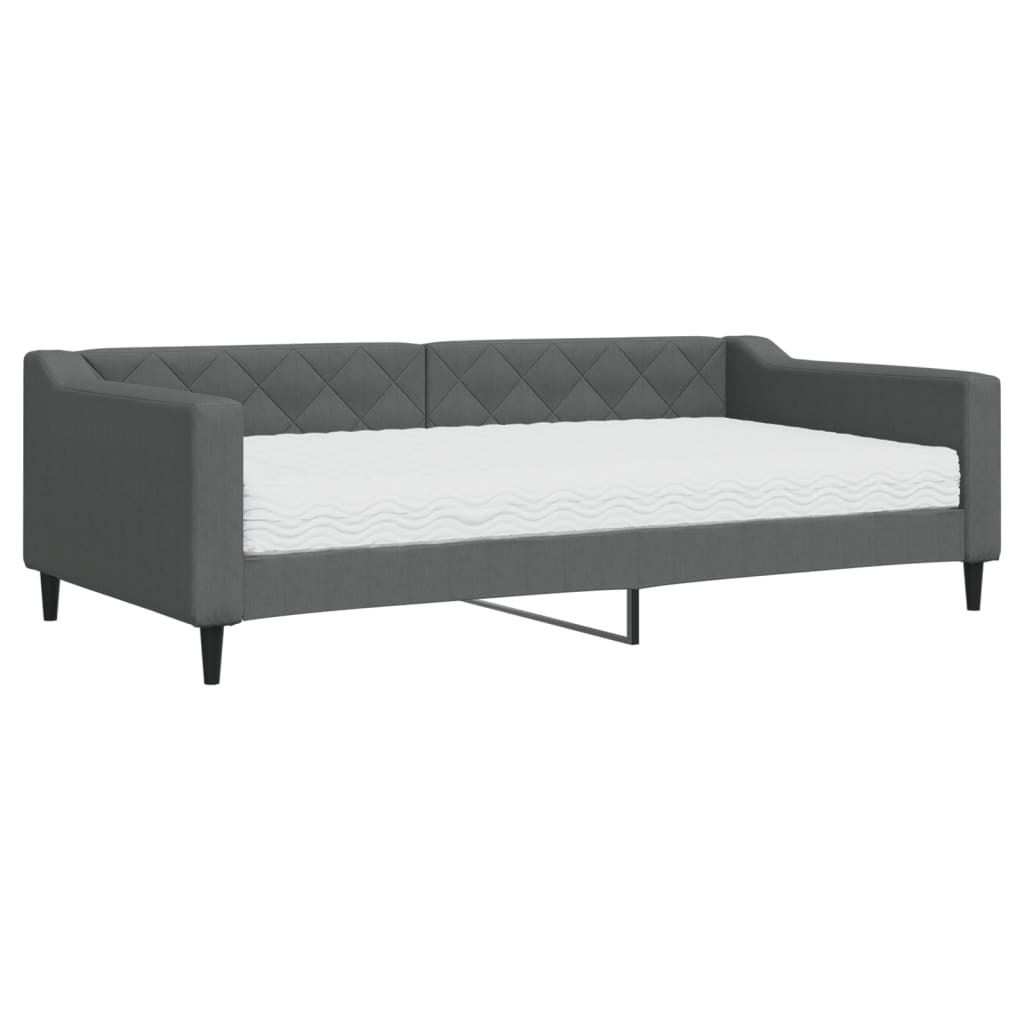 Divano Letto con Materasso-Sofa Letto-Daybed Grigio Scuro 100x200 cm in Tessuto 531624
