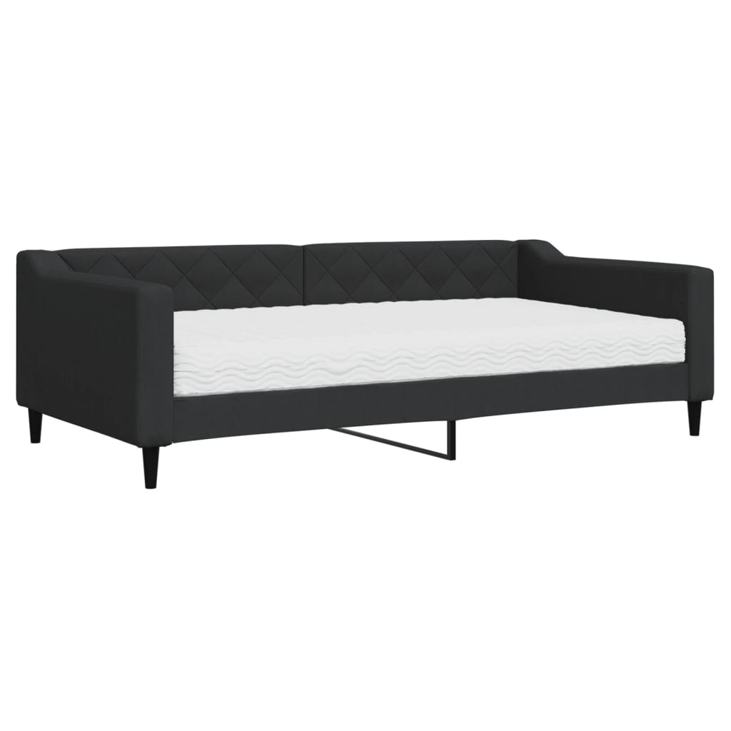 Divano Letto con Materasso-Sofa Letto-Daybed Nero 100x200 cm in Tessuto 401256