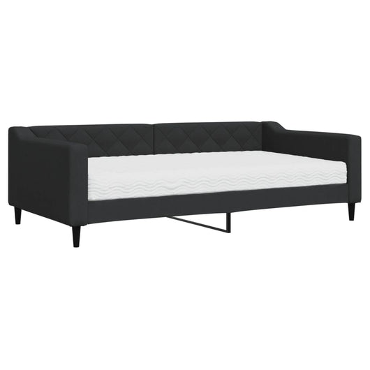 Divano Letto con Materasso-Sofa Letto-Daybed Nero 100x200 cm in Tessuto 401256