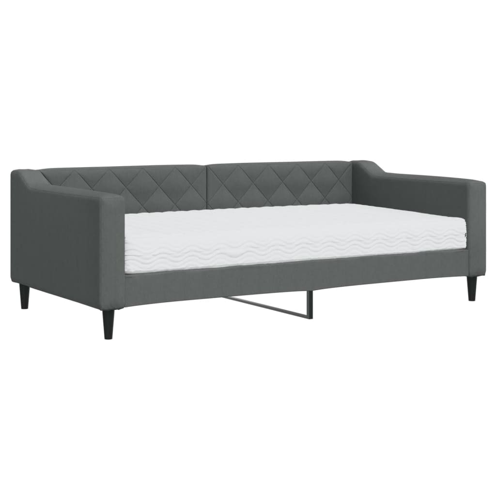 vidaXL Divano Letto con Materasso Grigio Scuro 90x190 cm in Tessuto