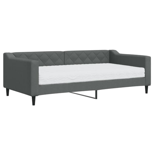 vidaXL Divano Letto con Materasso Grigio Scuro 90x190 cm in Tessuto