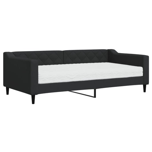 Divano Letto con Materasso-Sofa Letto-Daybed Nero 90x190 cm in Tessuto 767677