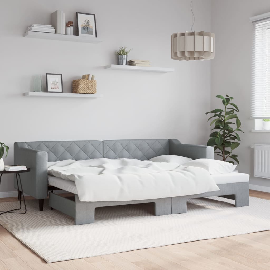 Divano Letto con Letto Estraibile-Sofa Letto-Daybed Grigio Chiaro 80x200 Tessuto 633951