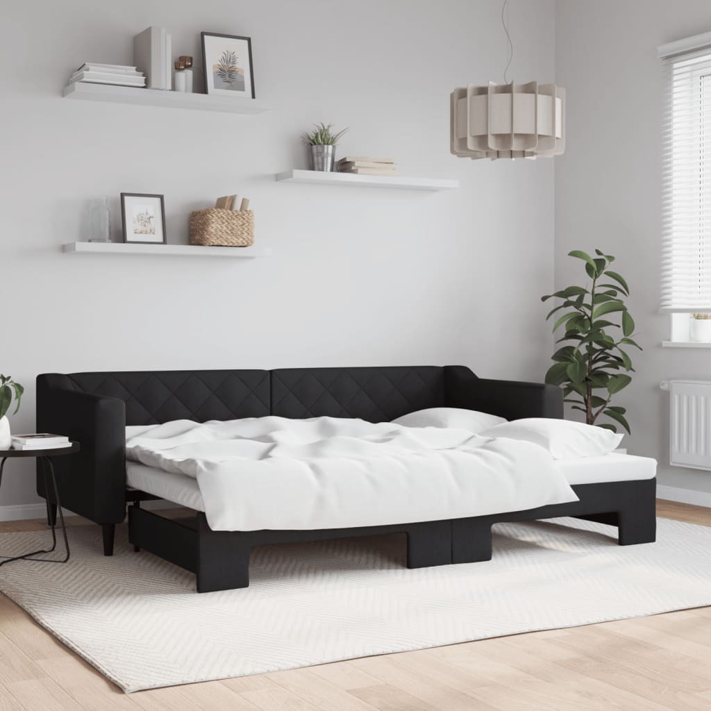 Divano Letto con Letto Estraibile-Sofa Letto-Daybed Nero 80x200 Tessuto 236556