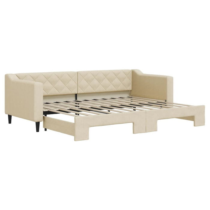 Divano Letto con Letto Estraibile Crema 80x200 cm Tessuto 3197425